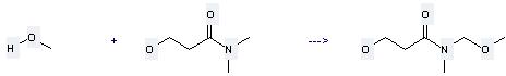 Propanamide,3-hydroxy-N,N-dimethyl- can be used to produce 3-hydroxy-N-methoxymethyl-N-methyl-propionamide by electrolyzation